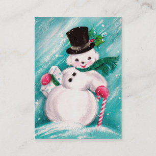 Carte De Visite Fille mignonne de bonhomme de neige