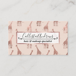 Carte De Visite Fille moderne Rose Or Blush Giraffes rose