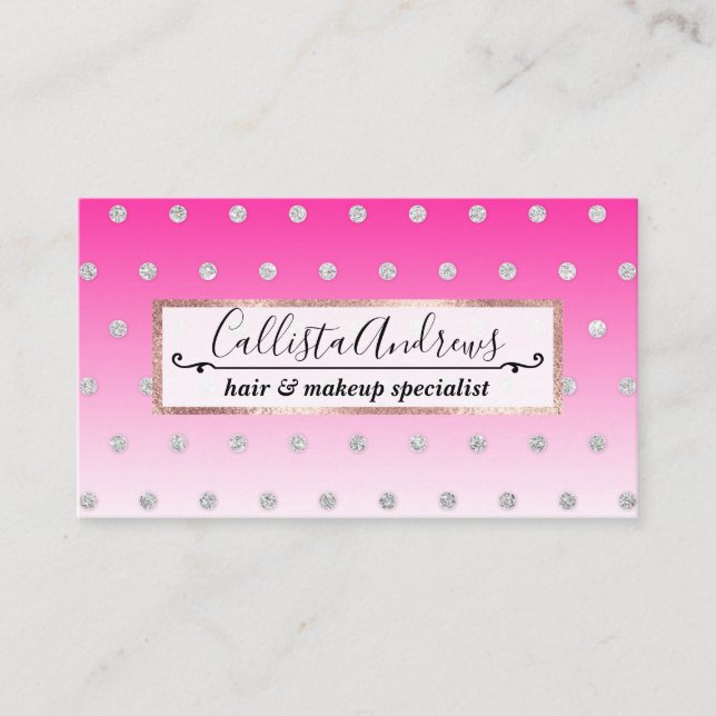 Carte De Visite Fille Parties scintillant moderne Pois Neon rose O (Devant)