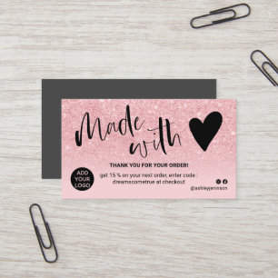 Carte De Visite Fille parties scintillant rose ombre merci fait av