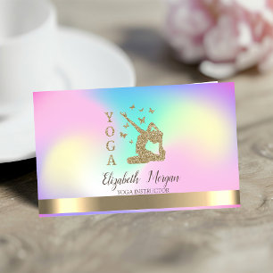 Carte De Visite Fille Silhouette Ombre Instructrice de Yoga Hologr