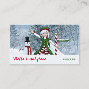 Carte De Visite Fille Toon de Noël dans une forêt d'hiver