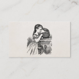 Carte De Visite Fille victorienne vintage avec le panier
