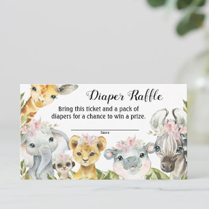 Carte De Visite Fillette Safari Baby shower Déchets Raffle Billet