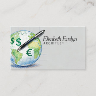 Carte De Visite Finance mondiale : stylo et symboles monétaires su