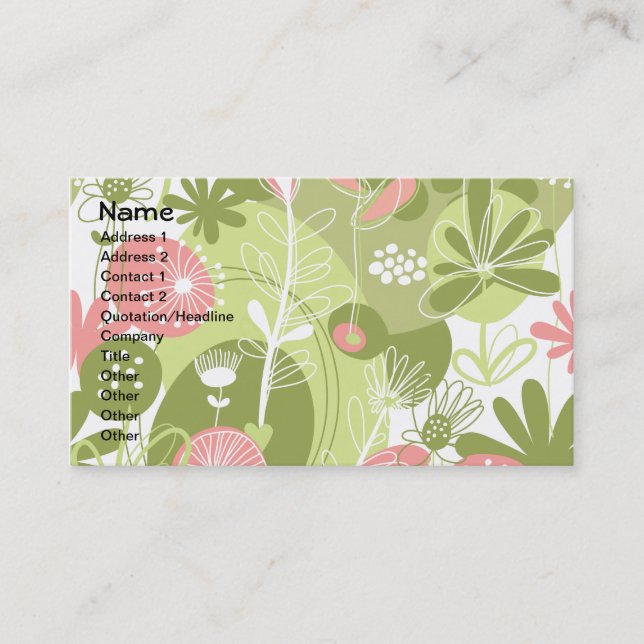 Carte De Visite Fine Cool mignonne Girl Retro Mode florale (Devant)