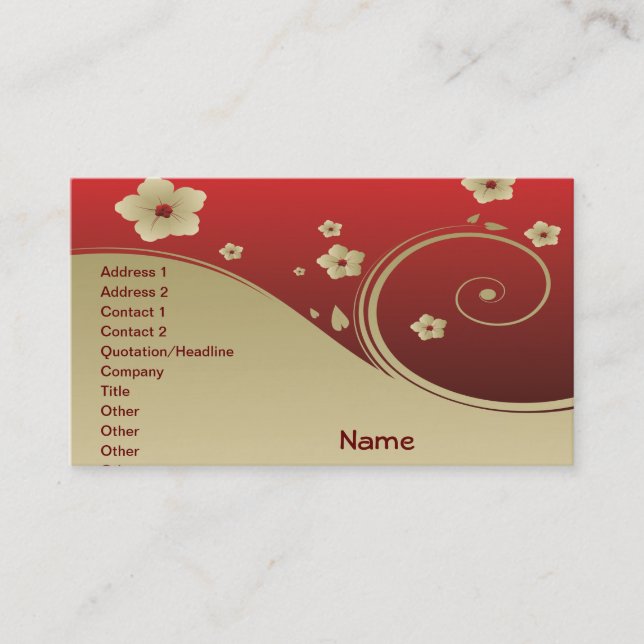 Carte De Visite Fine mignon Cool Girl Retro Floral Mode (Devant)