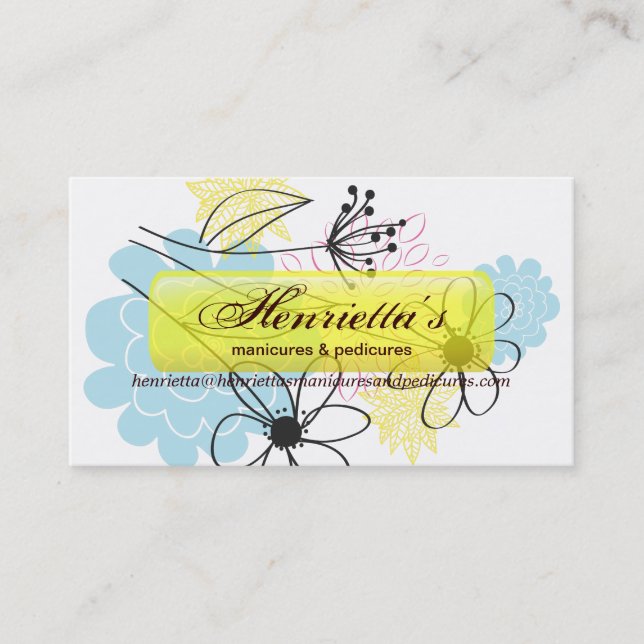 Carte De Visite Fine mignon Cool Girl Retro Floral Mode (Devant)