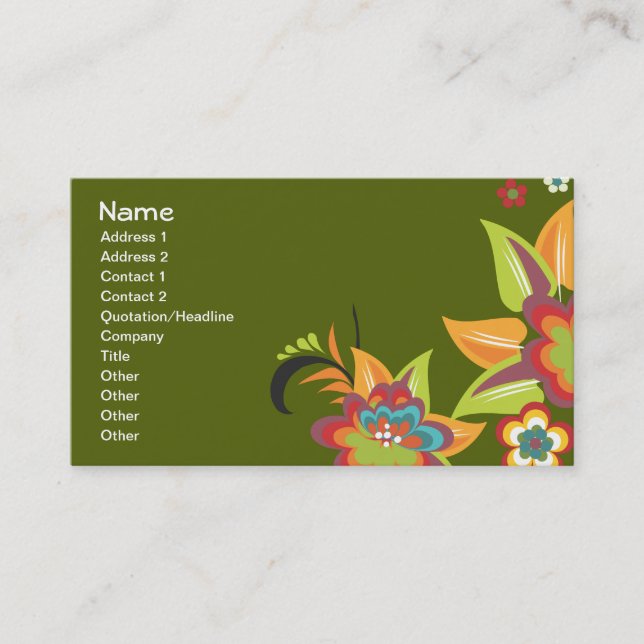 Carte De Visite Fine mignon Cool Girl Retro Floral Mode (Devant)