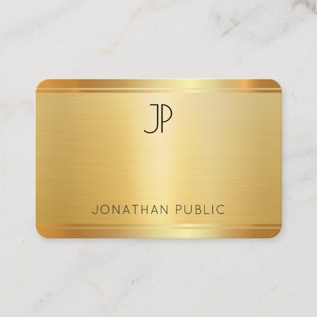 Carte De Visite Fini en soie de luxe personnalisé Faux Gold (Devant)