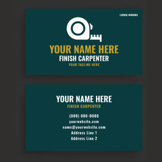 Carte De Visite Finish Carpenter Professional Forest Green & Gold
