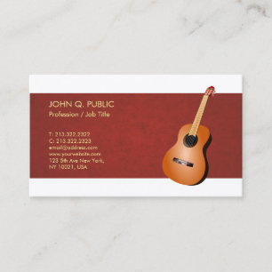 Carte De Visite Finition en soie élégante de guitare de professeur