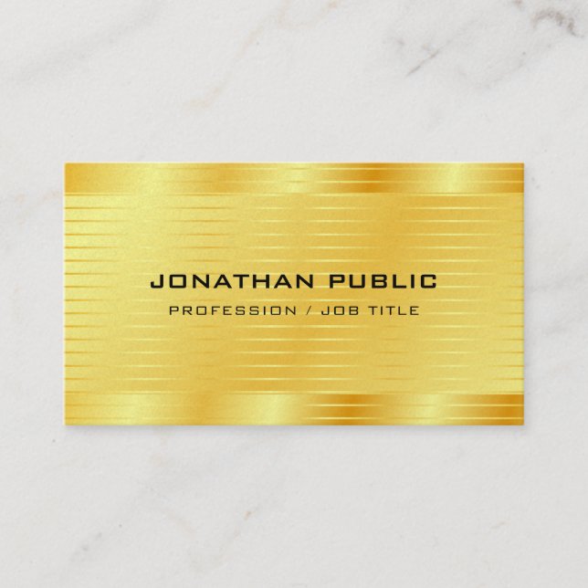 Carte De Visite Finition Premium Pearl Moderne Faux Gold Élégant (Devant)
