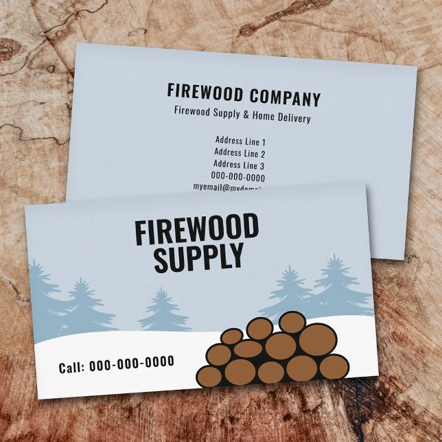 Carte De Visite Firewood Supply & Home Delivery (Firewood Supply & Home Delivery Business Card)