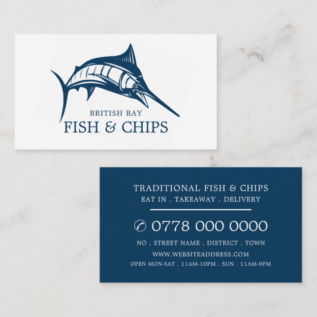 Carte De Visite Fish & Chip Shop Restaurant Publicité (Devant / Derrière)