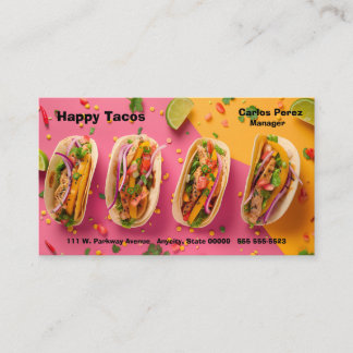 Carte De Visite Fish tacos on a colorful background