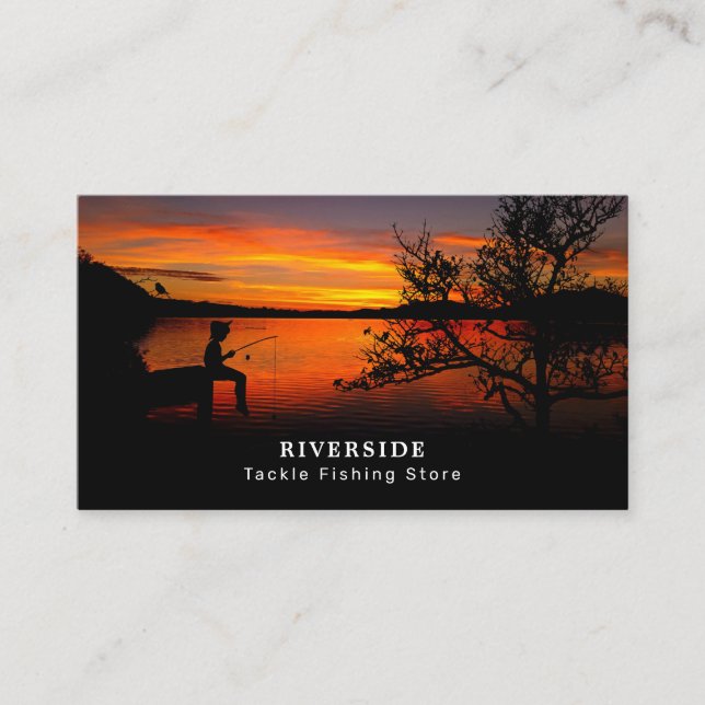 Carte De Visite Fishing Lake Landcape, Fisherman, Fishing Store (Devant)