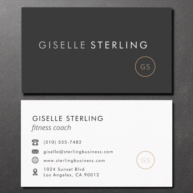 Carte De Visite Fitness Coach Luxe Noir Élégant Moderne (Créateur téléchargé)