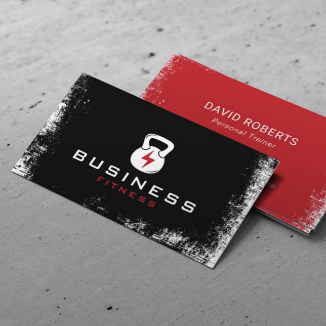 Carte De Visite Fitness Energy GYM Logo Personal Trainer Grunge (Créateur téléchargé)