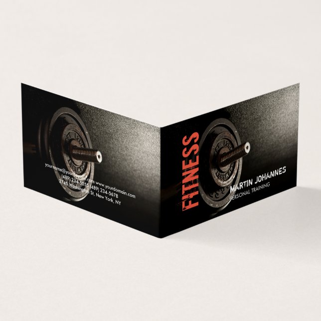 Carte De Visite Fitness Personal Trainer Bodybuilding Modern Sharp (Extérieur)
