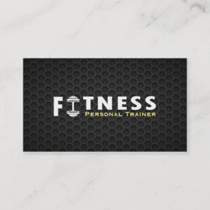 Carte De Visite Fitness Personal Trainer Bold Text Dumbbell Logo