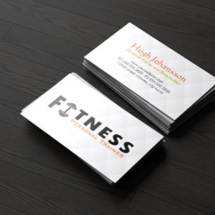 Carte De Visite Fitness Personal Trainer Bold Text Dumbbell Logo
