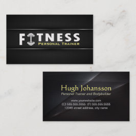Carte De Visite Fitness Personal Trainer Bold Text Dumbbell Logo
