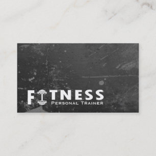 Carte De Visite Fitness Personal Trainer Bold Text Dumbbell Logo