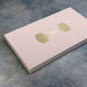 Carte De Visite Fitness Personal Trainer Gold Dumbbell Blush Rose