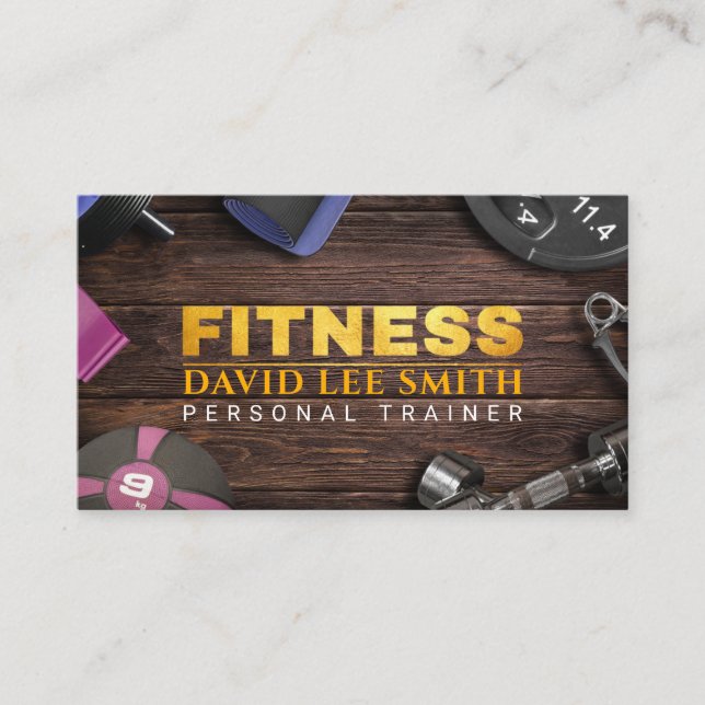 Carte De Visite Fitness Personal Trainer Gold Typography Business  (Devant)