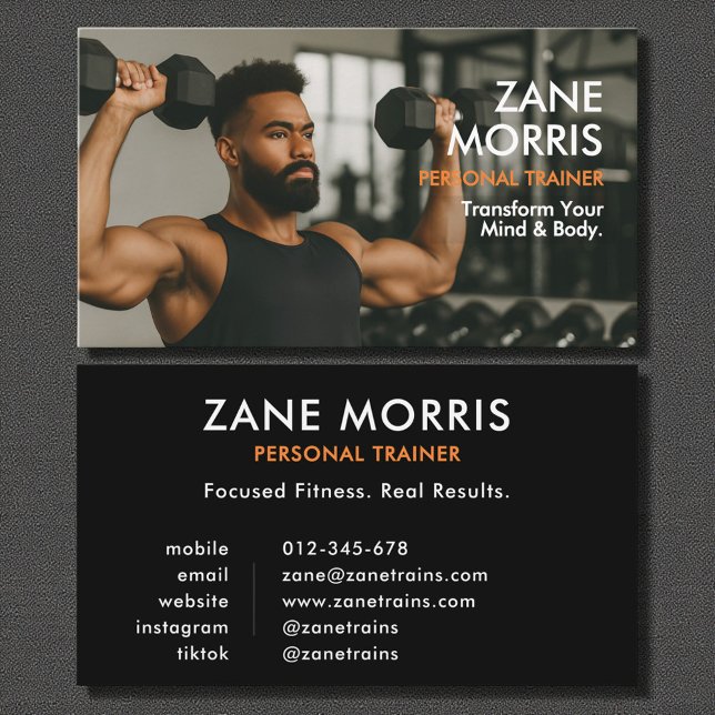Carte De Visite Fitness Personal Trainer Photo  (Créateur téléchargé)