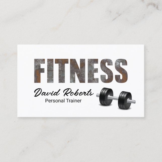 Carte De Visite Fitness Personal Trainer Rusty Metal Typographie (Devant)
