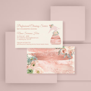 Carte De Visite Flacon de spray de service de nettoyage Fleur glam