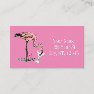 Carte De Visite Flamant rose Boire Martini Thunder_Cove