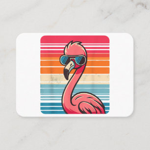 Carte De Visite Flamant rose rétro cool en Lunettes de soleil les