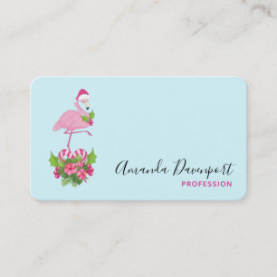 Carte De Visite Flamant rose rose en Santa Hat avec Sucre de canne