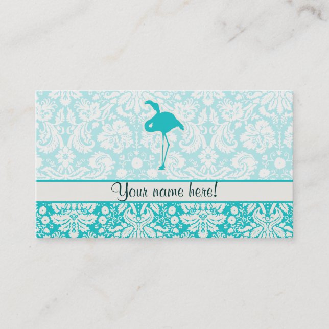Carte De Visite Flamant rose turquoise (Devant)