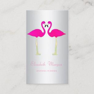 Carte De Visite Flamants Roses Drôles et Amoureux à la Féminine Mo