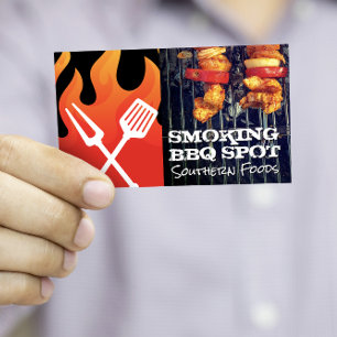 Carte De Visite Flamme de feu   Logo BBQ   Shish Kebabs sur Grill