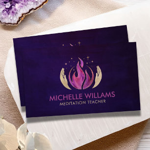 Carte De Visite Flamme violette - mains cicatrisantes - aquarelle