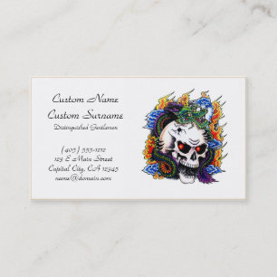 Carte De Visite Flammes fraîches de crâne de dragon de symbole d