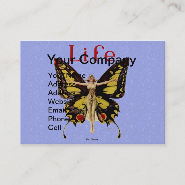 Carte De Visite Flapper Butterfly Flying Woman Illustration (Devant)