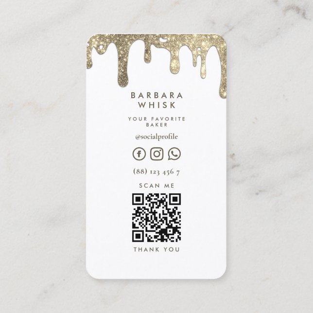 Carte De Visite Flèche d'or moderne Whisk Boulangerie Pâtisserie T (Dos)