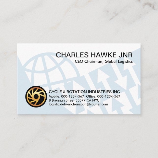 Carte De Visite Flèches de direction globale bleue (Devant)