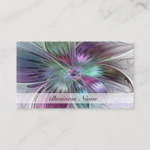 Carte De Visite Fleur Abstraite colorée Art moderne floral fractal