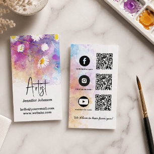 Carte De Visite Fleur Abstraite Peinture Aquarelle Artiste Modifi