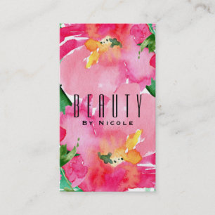 Carte De Visite Fleur aquarelle rose floral été beauté chic