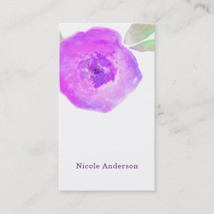 Carte De Visite Fleur aquarelle violet rose moderne chic personnal