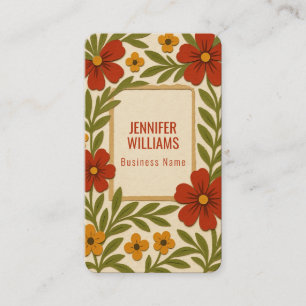 Carte De Visite Fleur botanique florale vintage artisanale