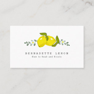 Carte De Visite Fleur citron et blanc Simple maman